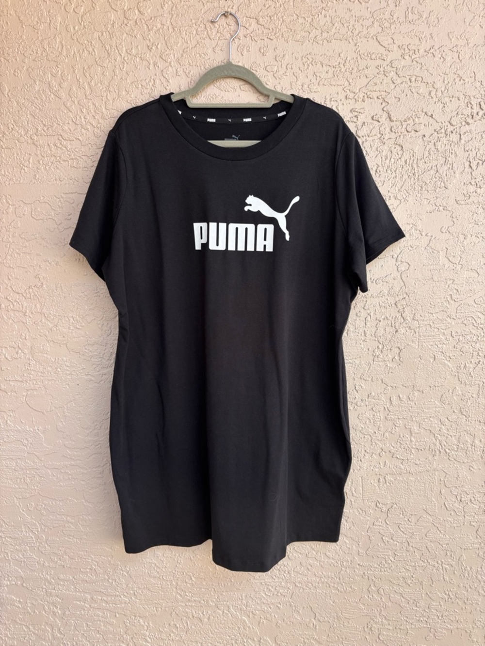 Puma Black Tee Shirt Dress with White Logo Details